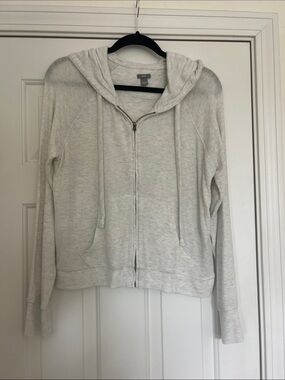 aerie Light Gray Full-Zip Hoodie